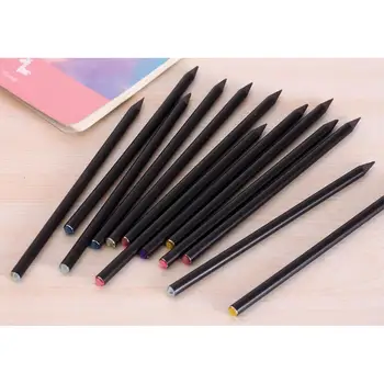 12 Adet HB Siyah Ahşap Kalemler Kakma Renkli Pırıltılı suni elmas kalem Seti r30
