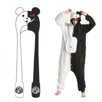 2023 Tavşan Şapka Bere Anime Danganronpa Monokuma Cosplay Kostüm Peluş Eşarp Eldiven Pijama Pijama Kadınlar için / Çocuk / Kız