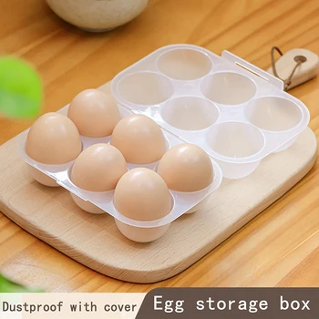 6 İzgaralar Yumurta saklama kutusu, Ev Buzdolabı Sebzelik, Özel Yumurta saklama kutusu, yumurta rafı Kapaklı, Toz geçirmez Yumurta Tepsisi