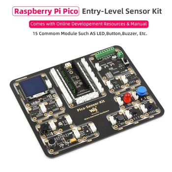 Ahududu Pi Pico Giriş Seviyesi Sensörü Kiti Pico genişletme kartı with15 Ortak Modülleri IR Uzaktan All-in-one Tasarım Kaynakları ile