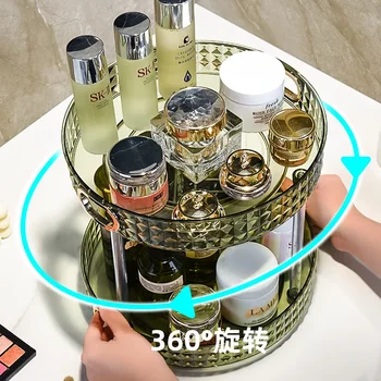 Bakım masa üstü organiser Akrilik Depolama Parfüm Tepsisi Kutusu Kozmetik Cilt Ürünleri Raf Makyaj Bitirme Ins Dönen Banyo