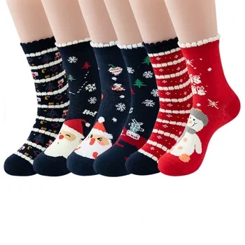 Pamuk Noel Çorap Silindir Elk Yaşlı Adam Üç Boyutlu Yetişkin Kulaklar Ayı Karikatür Kar Çorap Büyük Kırmızı kadın çorap