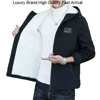 Sonbahar Erkek Kış Sıcak Giyim Kalın Artı Kadife Rahat Ceket Hoodies Kapşonlu Rüzgar Geçirmez Rüzgarlık Aşağı Ceket Erkekler için