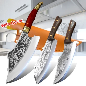 Mutfak Bıçakları Şef Kasap kemiksi saplı Bıçak Cleaver Et sebze doğrayıcı Kamp Avcılık balıkçı bıçağı Açık Survival Bıçaklar