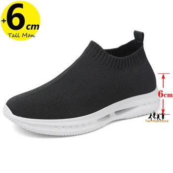 Yaz Güçlendirici Tıknaz Ayakkabı Erkekler Asansör Ayakkabı boy uzatan ayakkabı astarı 6cm Beyaz Siyah