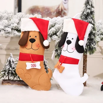Köpek Ve Yavru Tarzı Noel Çorap, Köpek Tema Noel Hediye Dekor Noel asılı dekorlar Noel Süslemeleri