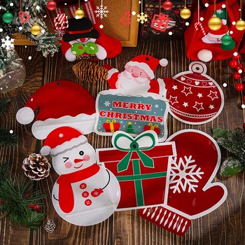 5 Adet Noel Şeker Çerez hediye keseleri Plastik Kendinden yapışkanlı Bisküvi Aperatif Ambalaj Poşetleri Noel Partisi Dekor İyilik
