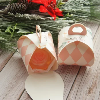 30pcs pembe Noel fprest şeker kağıt kutusu kolu küçük hediye ambalaj kullanımı parti iyilik kutuları ile