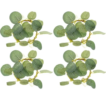 4 adet Okaliptüs Yaprakları Yüzük Yapay Çelenk Şamdan Çelenk Dekorasyon masa süsü
