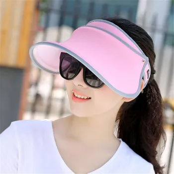 Kadın güneş şapkası Geniş Ağızlı Anti-UV Kadın Güneş Koruyucu Gölge Şapka Yüksek Elastik Sevimli Kız Yaz Boş Üst vizör kapağı Balıkçılık koşu kepi