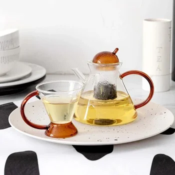 Isıya dayanıklı cam çaydanlık Kahve Süt çay bardağı çiçek puer çay su ısıtıcısı çin Kung Fu çay seti İskandinav Modern cezve Gaiwan