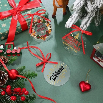 10 Akrilik Noel Süs Boş Şeffaf Akrilik Disk DIY Boş Noel Yuvarlak Dekorasyon için Delik ile DIY Zanaat