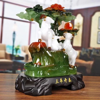 Feng Shui Zodyak Koyun Reçine Süsler Şanslı Para Hediyeler Ev Oturma Odası Çalışma Ofis Masaüstü Süslemeleri doğum günü hediyesi