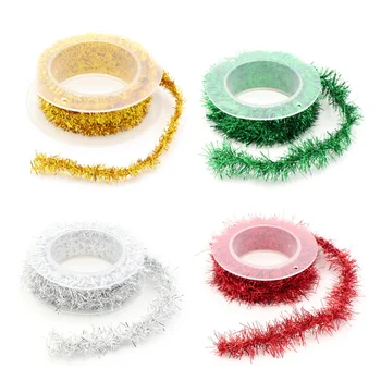 2m Noel Glitter Şerit Kablolu DIY renkli şeritler tel Parlak Şeritler Sarma Şerit Dekor Hediye Paketi için Tatil Partisi