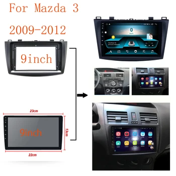 BYNCG 9 İnç Araba Fasya Trim Kiti Mazda 3 2009-2012 İçin 2 Din Fasya Ses Montaj Adaptörü Facia Paneli Çift Din DVD Araba Çerçeve