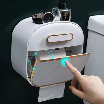 Kağıt havlu tutacağı Hiçbir Matkap kağıt havlu tutacağı Rulo Kağıt Saklama Su Geçirmez Çok fonksiyonlu Çekmece Kutusu Tuvalet Aksesuarları