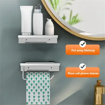 Alüminyum Alaşımlı rulo kağıt havlu tutucu Raf Tepsi İle Banyo Aksesuarları Mutfak Duvar Asılı Punch - Ücretsiz rulo kağıt havlu rulo tutucu