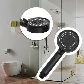 El Tutma Duş Başlığı Duş kulaklık Yükseltilmiş Siyah duş başlığı Kafa 5 Modları Yuvarlak Su tasarruflu duş başlıkları ABS Plastik