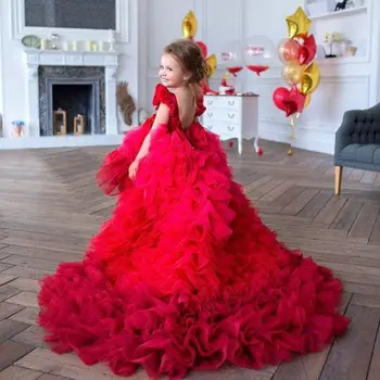 Dantel Aplike Çiçek Kız Elbise Düğün Nedime Doğum Günü Partisi Balo Kutlama Efkaristiya Elbise
