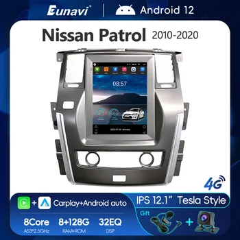 Eunavi 12.1 inç Araba Radyo Android 12 Tesla Tarzı IPS GPS Multimedya Oynatıcı NİSSAN PATROL 2010-2022 İçin DSP 32EQ Carplay