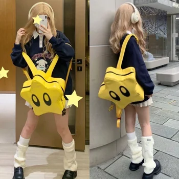 Büyük Gözler Yıldız Sırt Çantası Kore Baharatlı Kız Y2K Sevimli Moda Çanta Öğrenci Schoolbag Kadın Kawaii Su Geçirmez Çocuklar Seyahat Sırt Çantası