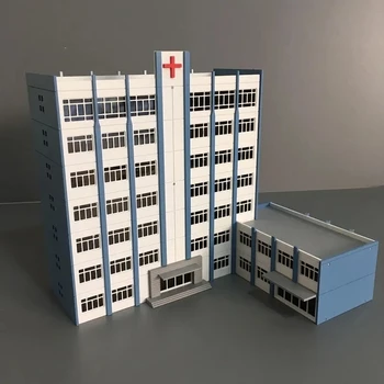 1/87 HO 1/150 N Ölçekli Bina Modeli Modern Şehir Hastane Binası Tren Sahne Minyatür Kum Masa Manzara DIY Montaj Modeli