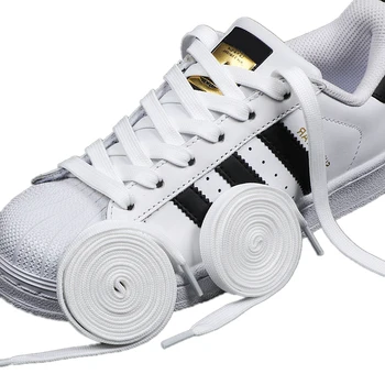 1 Çift Siyah Beyaz Ayakkabı Bağcıkları Düz Çift Dokuma kaymaz Polyester Ayakabı Spor Rahat beyaz ayakkabı Klasik Ayakkabı Bağı