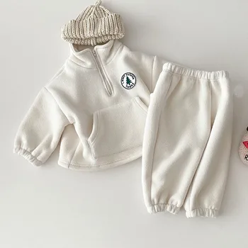 Bebek Bebek Kazak Takım Elbise 2023 Sonbahar Kış Kız Kazak Seti Sıcak Erkek Bebek Giyim 2 adet Yenidoğan Bebek Giysileri 0-3 yıl