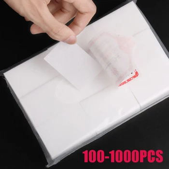 100-1000 Adet / torba Oje Çıkarıcı Pamuk Tüy Bırakmayan Mendil Temizleyici Kağıt Pedi (6x3.9 cm) hızlı Kaldır Lehçe Manikür Pamuk TD-258
