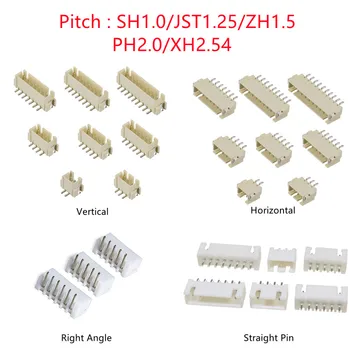 10 ADET SH / JST / ZH / PH / XH Pitch 1.0 MM 1.25 MM 2.0 MM 2.54 MM Erkek Pin Header Soket Dıp/Sağ Açı SMD 2/3/4/5/6/7/8/9/10 / 12P Pin