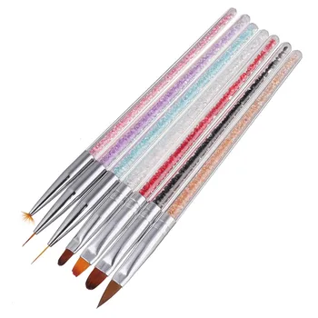 1 adet Tırnak Fırçası Taklidi akrilik tutamak Fırçalar Nail Art Hattı Kalem Çiçek Boyama Kalem Fan Fırça UV jel Akrilik Fırça Tırnak Aracı