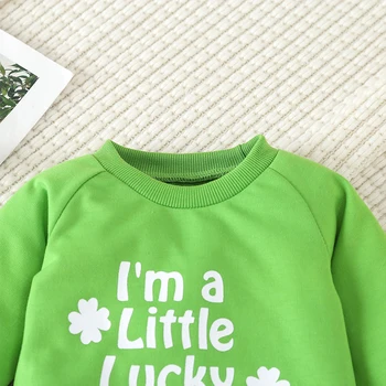 Yeni Doğan Bebek Erkek St Patrick Günü Uzun Kollu Tulum Şanslı Mektup Baskı Romper Bahar Yeşil Bez