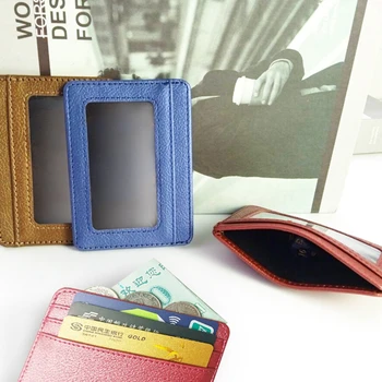 PU deri cüzdan Kredi kimlik kartı tutucu Çanta Para Çantası Erkekler Kadınlar Cep Kapak PVC Ayna Çerçevesi Kart Kol Otobüs kart çantası