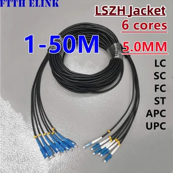1 M-50 M 6 çekirdekli LSZH Zırhlı fiber yama kablosu 6C SC LC FC ST APC Tek Modlu 6 yollu optik bağlantı kablosu FTTHELİNK 20 M 30 M 40 M