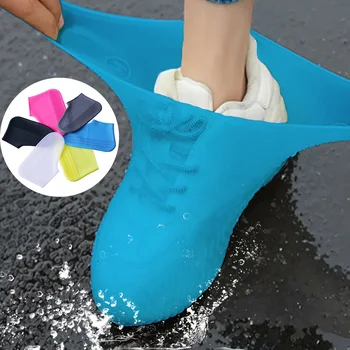 kalınlaşmak Su Geçirmez Silikon Ayakkabı Kapakları Yeniden Kaymaz Aşınmaya Dayanıklı Spor Ayakkabı yağmur botu Kapak Koruyucu Yağmurlu Bir Gün için Plaj