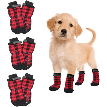 YOUZI PET köpek çorapları Kaymaz köpek çorapları Ayarlanabilir Askıları İle Güçlü Sapları Çekiş Pet Paw Koruyucu Çorap Parke Zeminler İçin