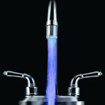 Aydınlık Light-up LED Su Musluk Duş Musluk Havzası Su Memesi Banyo mutfak ısıtıcı musluk termostat Mavi 3 Renk 7 Renk