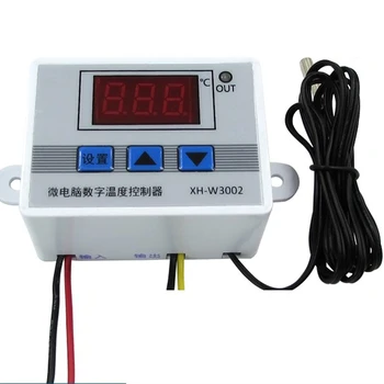 XH-W3002 220V Dijital LED sıcaklık kontrol cihazı 10A Termostat Kontrol Anahtarı Probu Su Geçirmez Sensör İle W3002